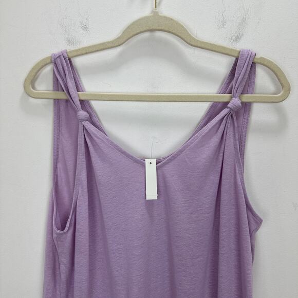 Madewell Knotted Strap Tank Top Linen Blend Lightweight Relaxed Purple L NWT - Picture 6 of 11